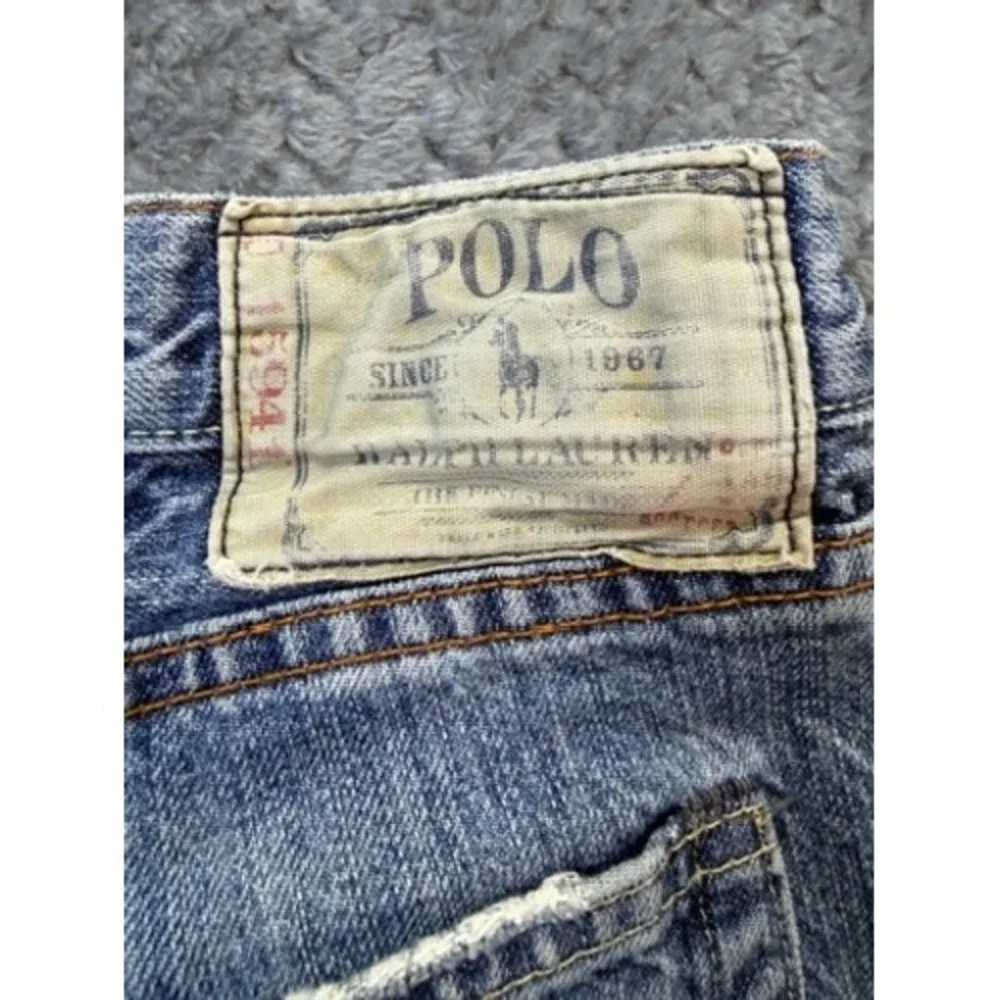 Polo Ralph Lauren Jeans Men 40x25 Blue Straight 018 Button Fly‎ Med Wash Denim